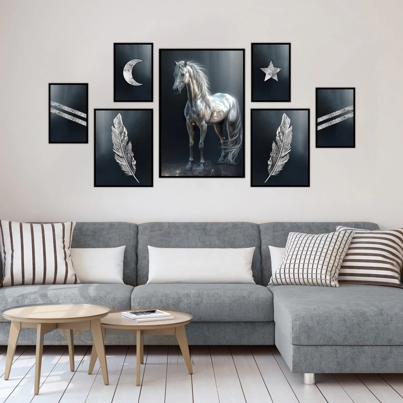 تابلو بکلیت طرح مدرن ماه و ستاره  مدل B-1541 مجموعه 7 عددی