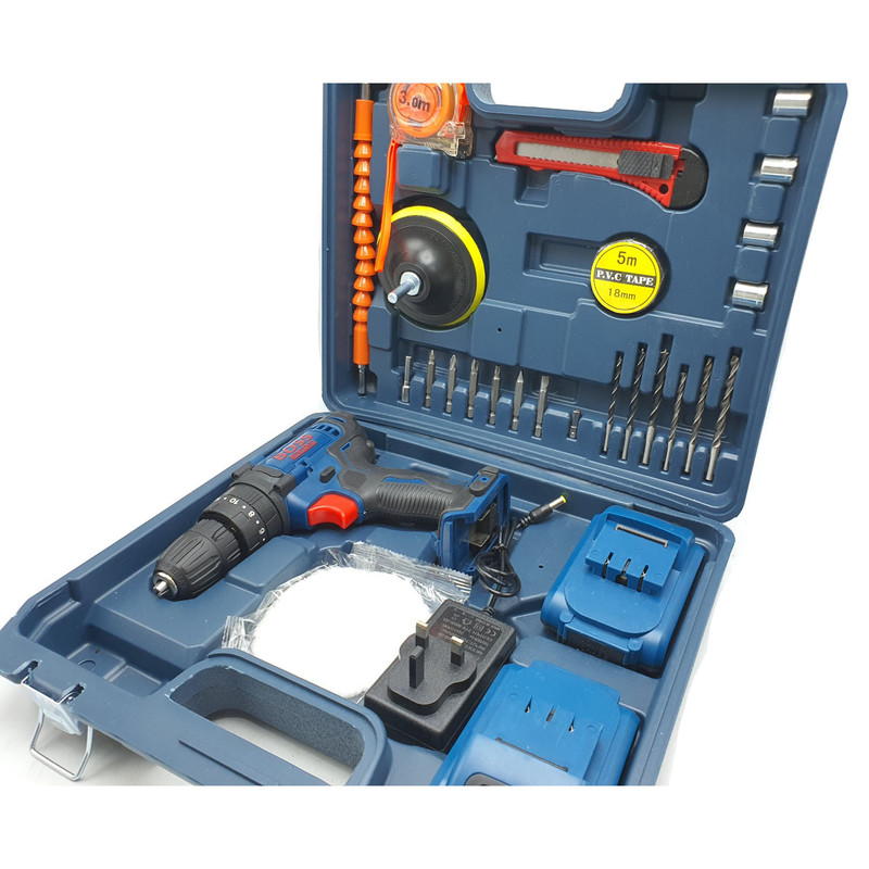 دریل پیچ گوشتی شارژی چکشی باس مدل CORDLESS_DRILL مجموعه 28 عددی