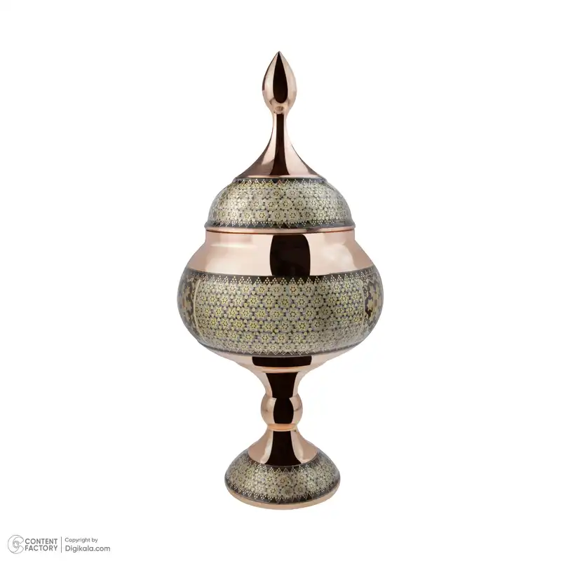 شکلات خوری خاتم کاری مدل پایه دار شالدار کد TMKH51