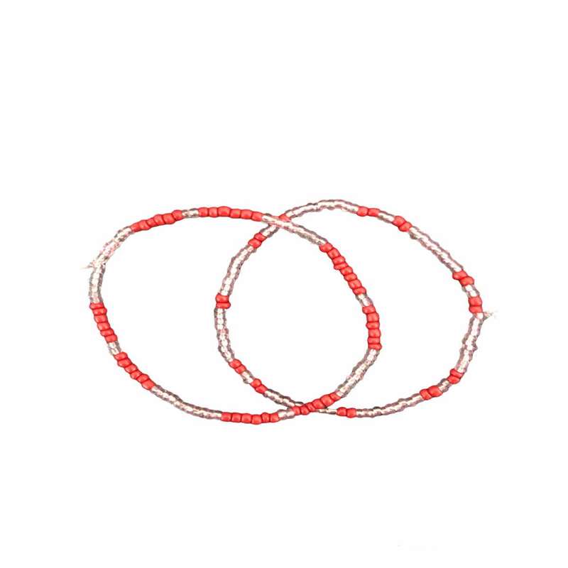 دستبند دخترانه مدل منجوق ملیله ای مرواریدی کد 536375 مجموعه 2 عددی