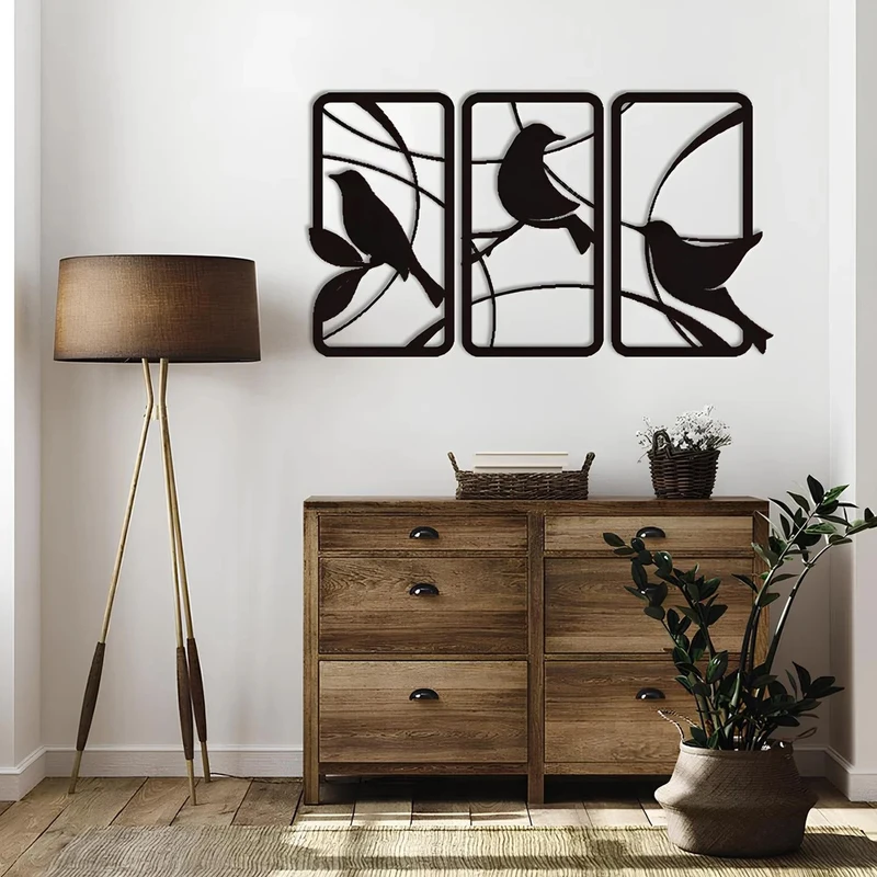 دیوارکوب مدل چوبی پرنده کد T64-2 مجموعه سه عددی