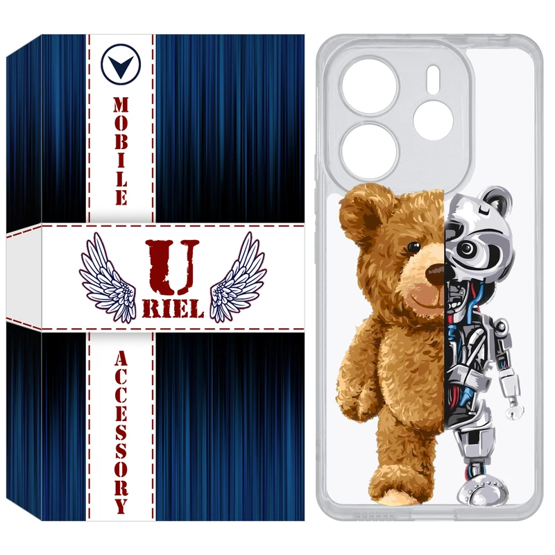 کاور یوریل مدل Clear کد 40 طرح خرس مناسب برای گوشی موبایل شیائومی Redmi Note 14 4G