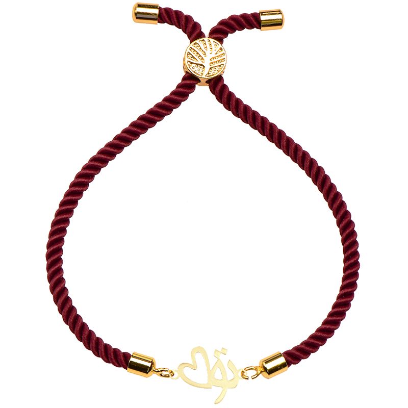 دستبند طلا 18 عیار زنانه کرابو طرح تو و قلب مدل Kr2485 -  - 1