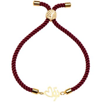 دستبند طلا 18 عیار زنانه کرابو طرح تو و قلب مدل Kr2485