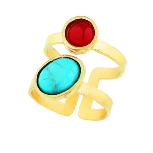 انگشتر زنانه گالری عزیزی طرح دو سنگ مدل GZ15310