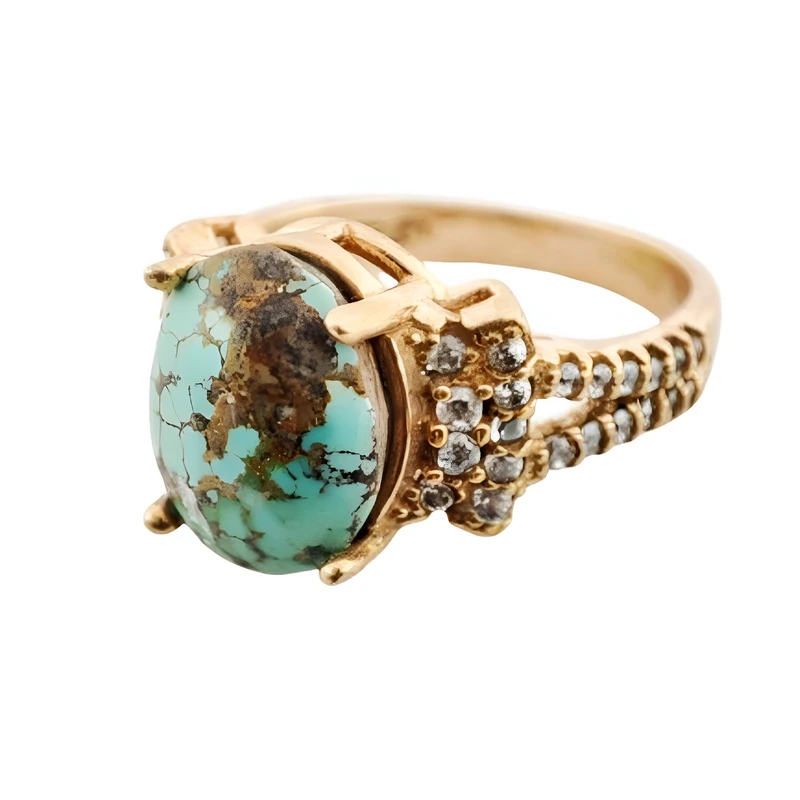 انگشتر زنانه مدل طلا روس فیروزه اصل q027