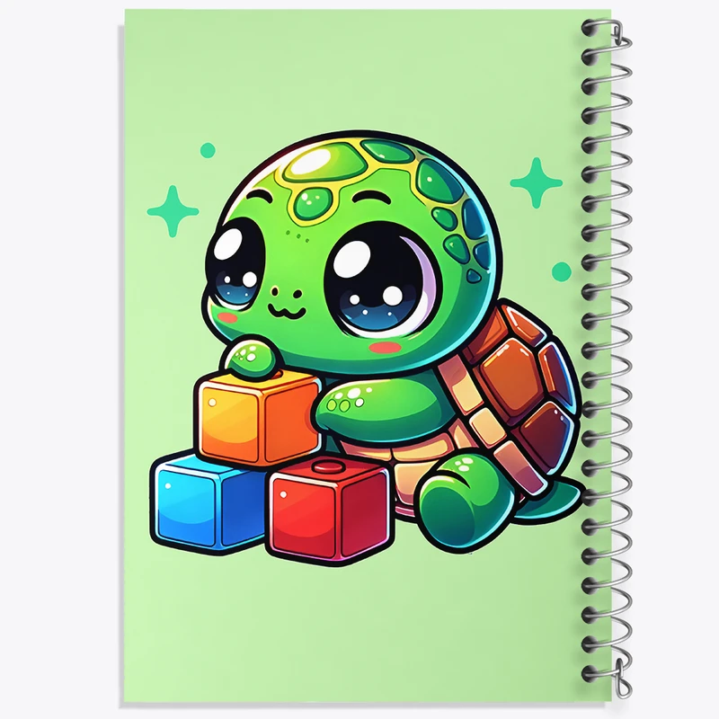 دفتر مشق 50 برگ خندالو طرح لاکپشت کیوت کد F7707