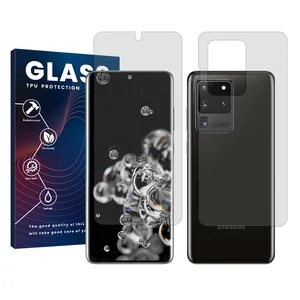 Glass Resistant model transparent screen protector suitable for Samsung Galaxy S20 Ultra mobile phone along with the back protector
