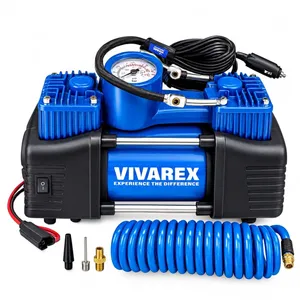 کمپرسور فندکی دو سیلندر ویوارکس مدل VR-1206-ACT با توان 180 وات، فشار 150 psi، دبی هوا 85 لیتر بر دقیقه، ولتاژ 12 ولت و شیلنگ فنری 2 متری