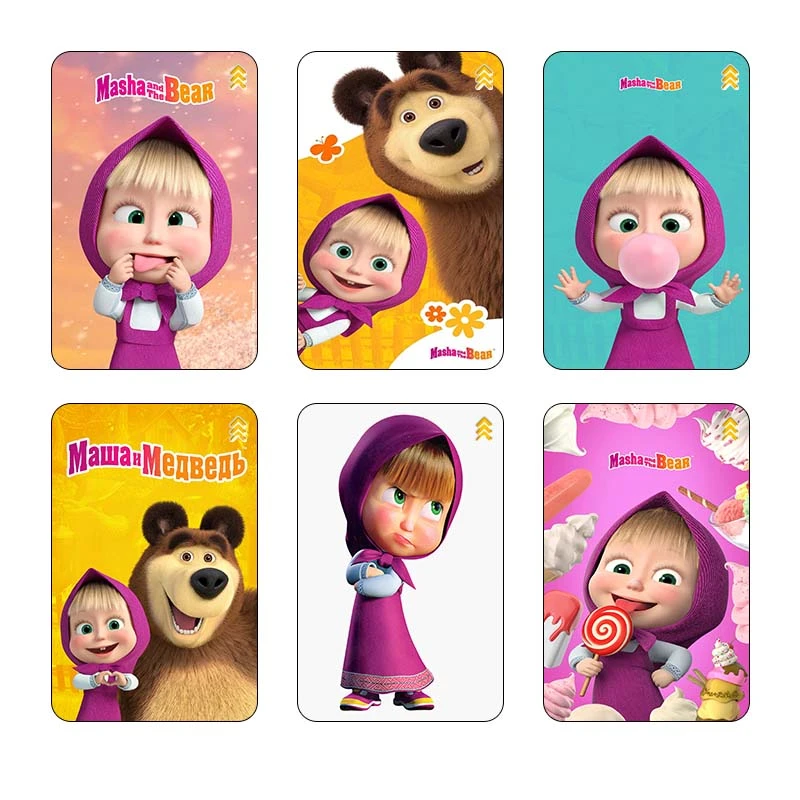 استيکر کارت کارنيکا طرح ماشا و خرس Masha and the Bear کد 35250 مجموعه 6 عددی