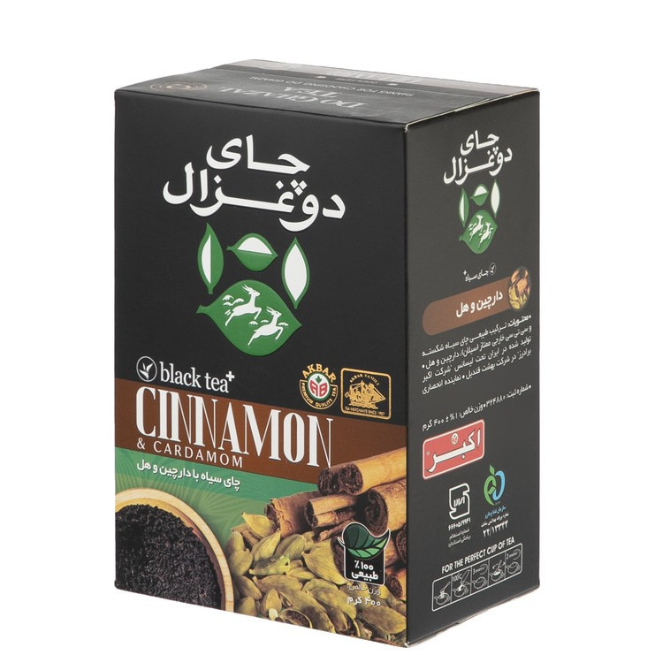 چای سیاه با دارچین و هل دو غزال - 400 گرم