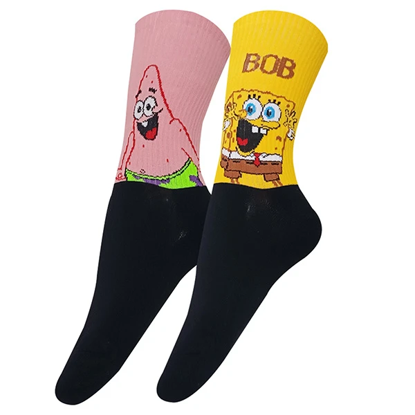 جوراب ساق بلند زنانه تن پوش هنگامه مدل پنبه کش اسپرت باب اسفنجی و پاتریک تا به تا کد BP11