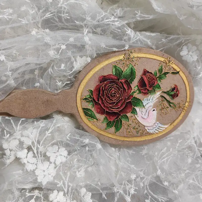 آینه آرایشی مدل گل و مرغ