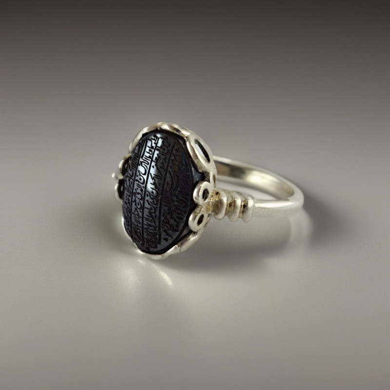 انگشتر نقره زنانه ملک زیور مدل آیت الکرسی حدید کد 65