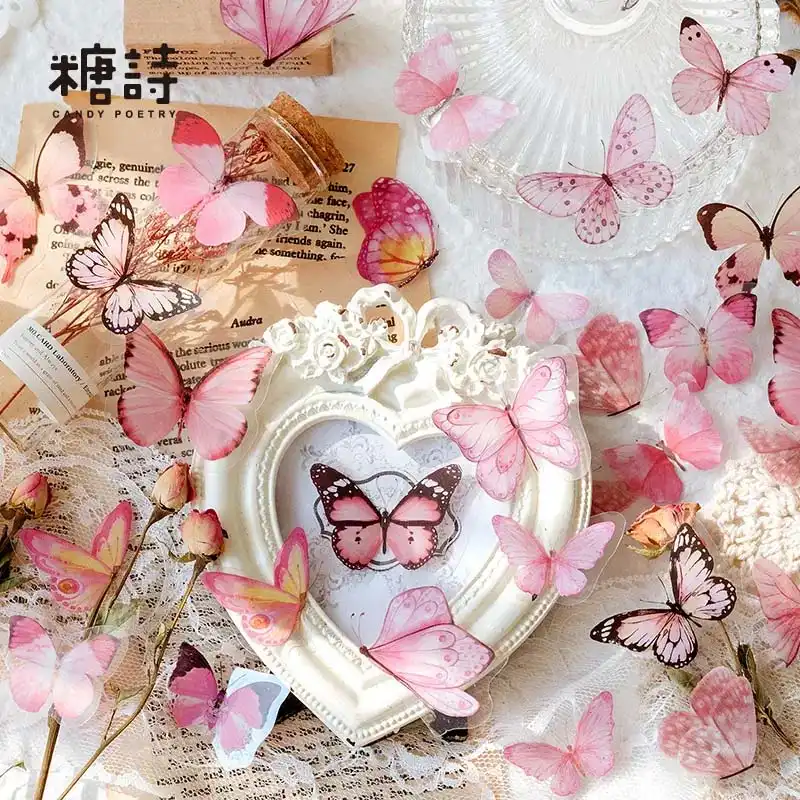 برچسب طرح پروانه های شفاف مدل BE1104 مجموعه 40 عددی