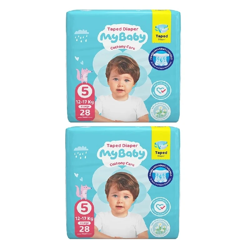 پوشک چسبی بچه مای بیبی مدل کانال دار شماره 5 سایز XL دو بسته 22 عددی