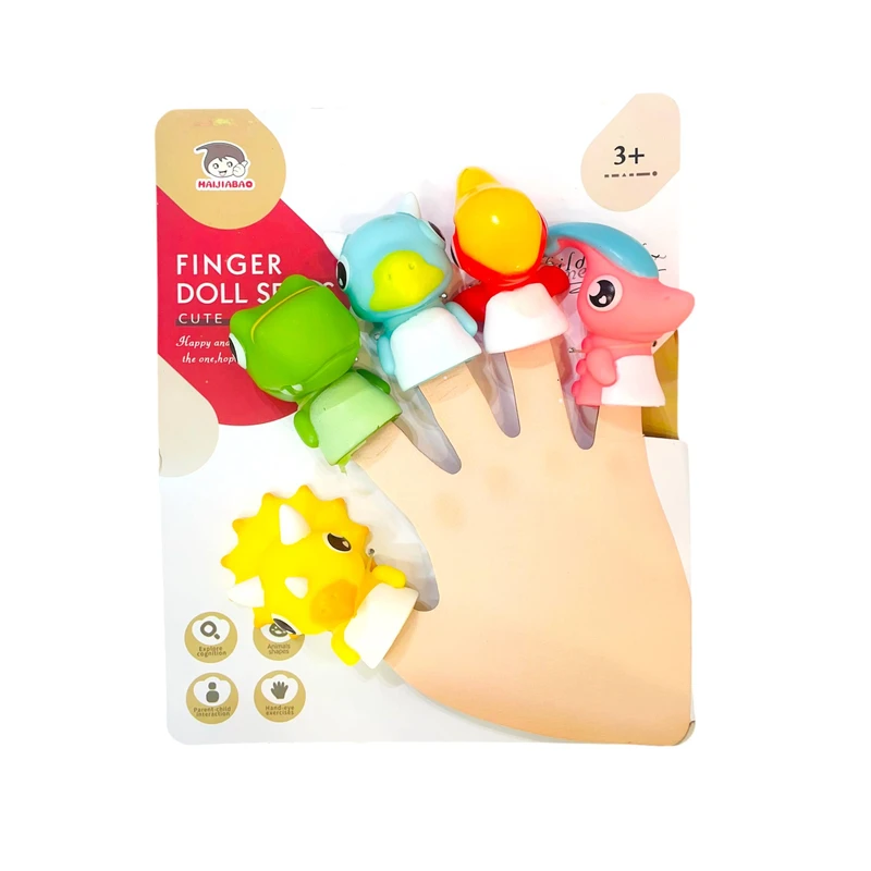 اسباب بازی مدل عروسک انگشتی طرح دایناسور مجموعه 5 عددی