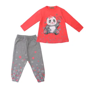 ست تی شرت و شلوار دخترانه مدل پاندا فرندز