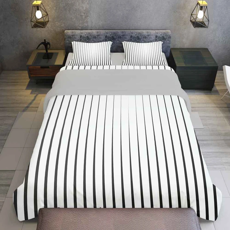 سرویس روتختی مدل راه راه گرافیکی TXY768 تک نفره 5 تکه