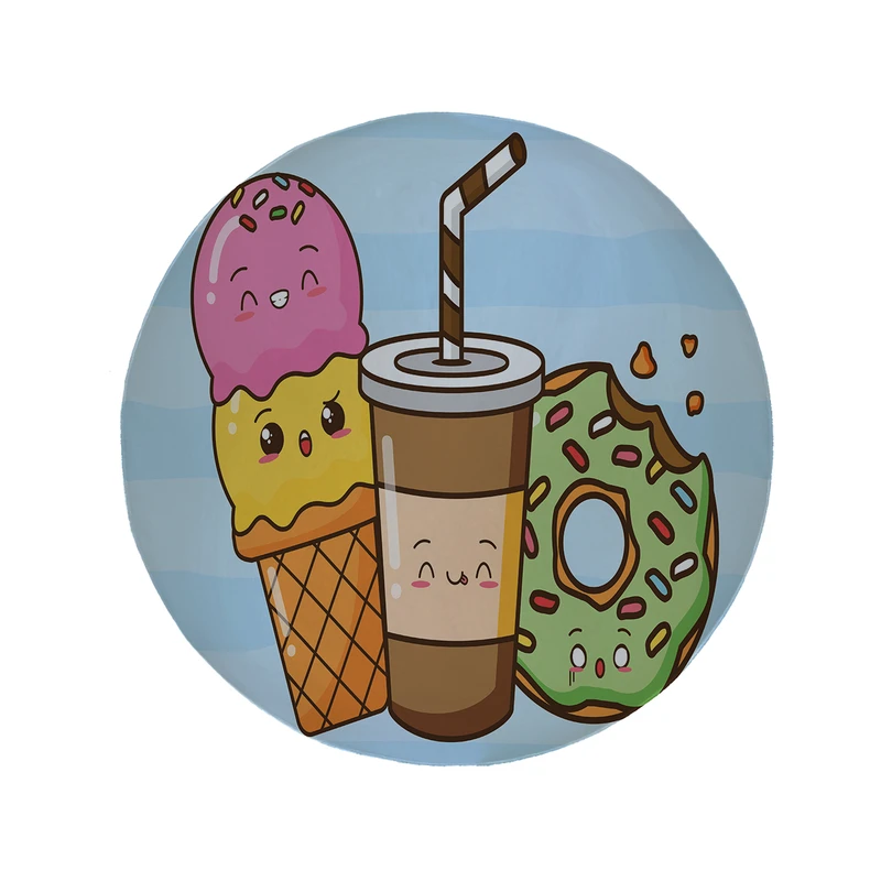  پادری مدل دایره طرح خوراکی کد 8331  سایز 90 × 90 سانتی متر