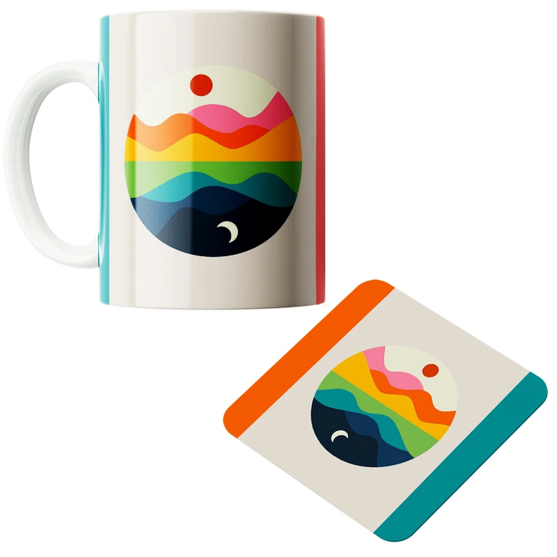 ماگ پاد آفرین مدل منظره کد z417 به همراه زیر لیوانی