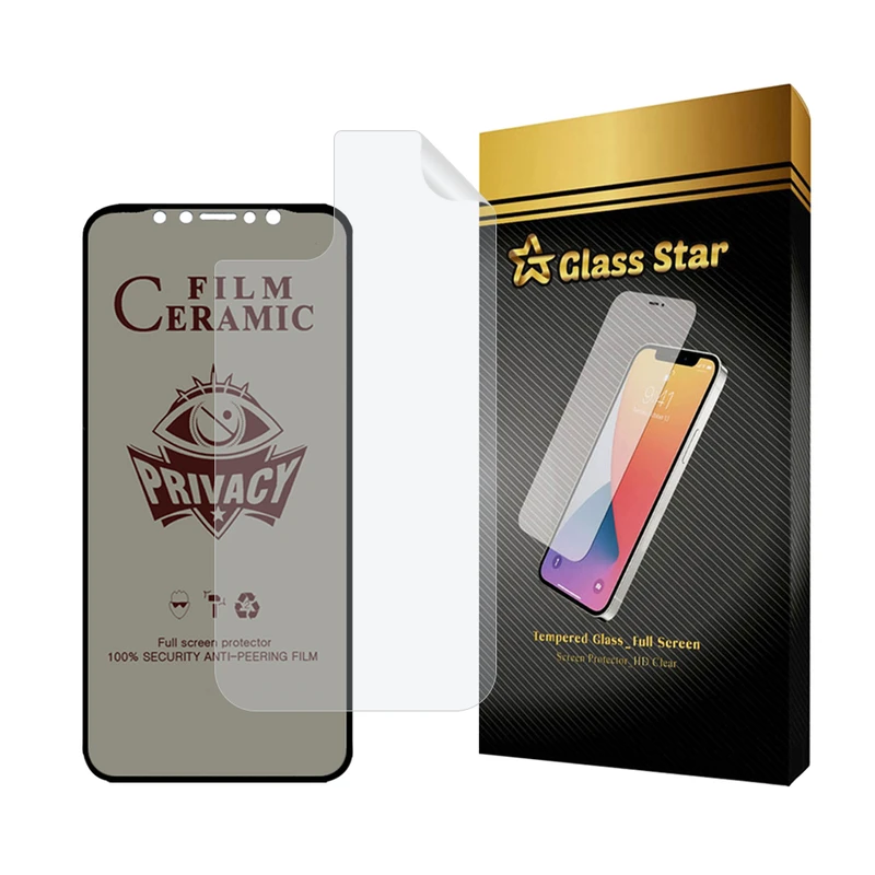 محافظ صفحه نمایش سرامیکی حریم شخصی گلس استار مدل CERPRIVNANOS مناسب برای گوشی موبایل اپل iPhone 11 به همراه محافظ پشت گوشی