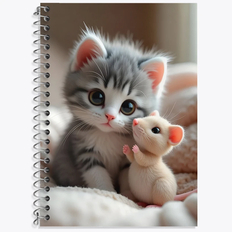 دفتر زبان 50 برگ خندالو مدل دو خط طرح گربه بامزه کد N5139