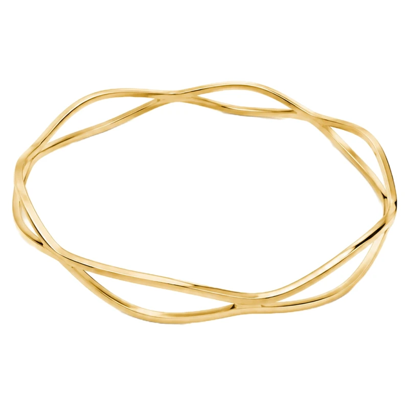 النگو طلا 18 عیار زنانه گالری طلای پیرعطا مدل آینه ای موجدار کد Wave23g سایز 3