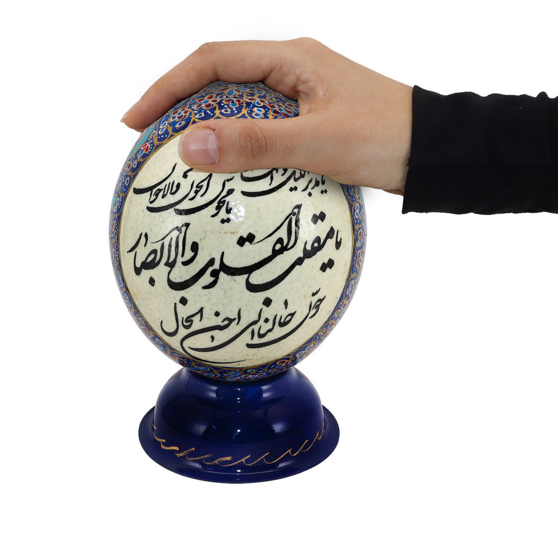 تخم شترمرغ تزیینی طرح یا مقلب القلوب کد 1412 تخم شترمرغ تزیینی طرح یا مقلب القلوب کد 1412