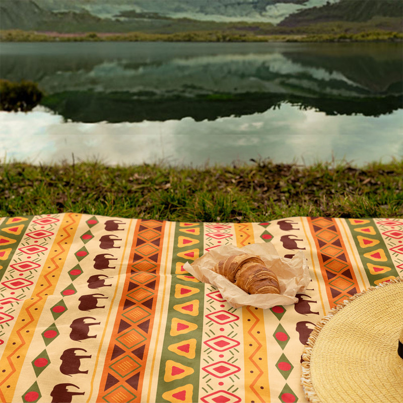 شال مبل طرح دسته فیل ها کد Q2SH1050 سایز 98x180 سانتی متر