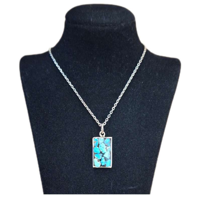 گردنبند نقره زنانه مدل فیروزه کوب کد ZIF88