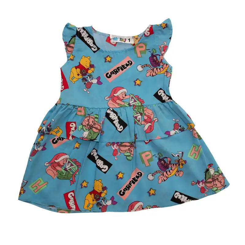 پیراهن دخترانه مدل فانتزی پاندا رنگ آبی