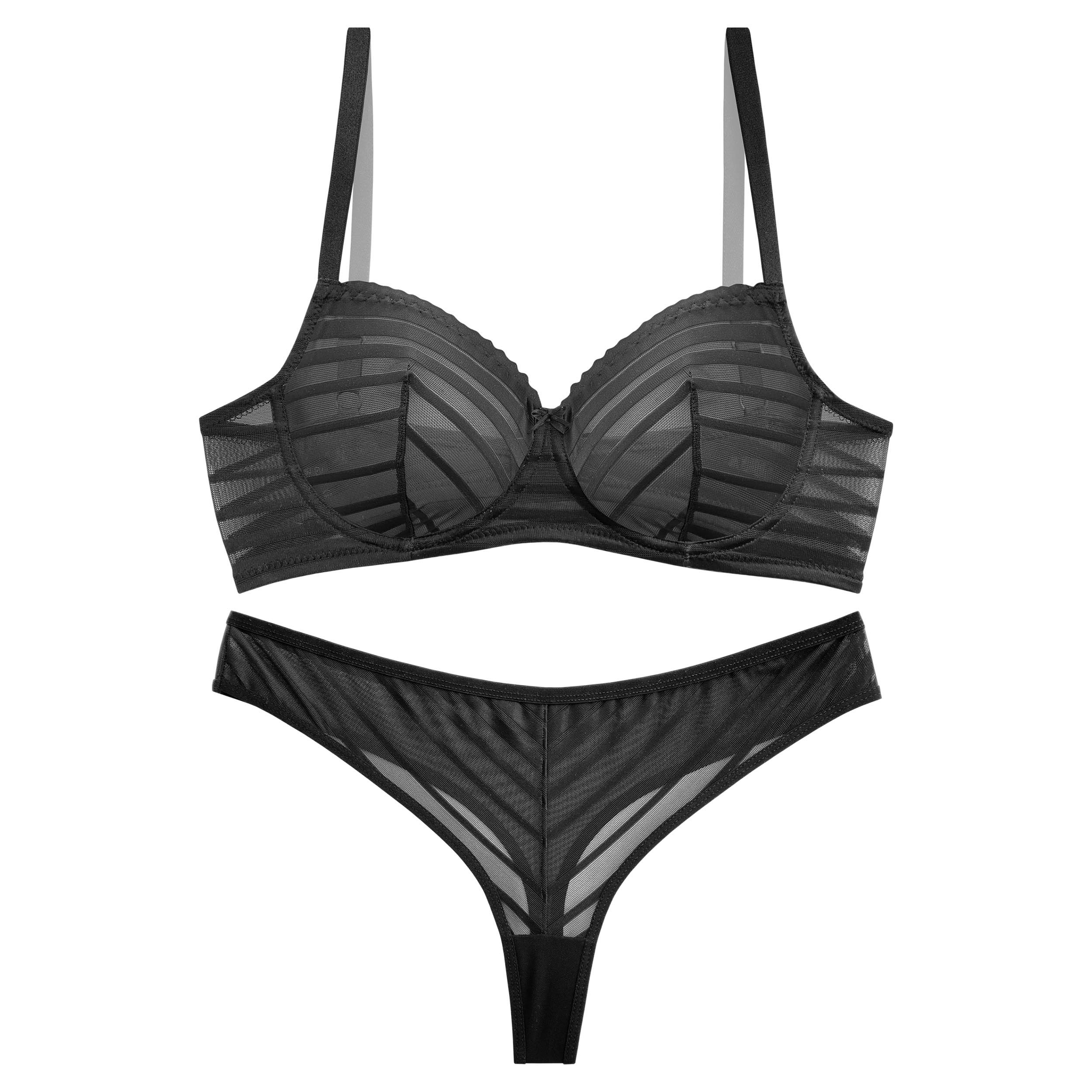 ست شورت و سوتین زنانه نوشه پوش کد 01-720 رنگ مشکی