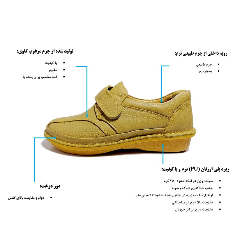 کفش طبی زنانه معراج طب تبریز مدل 424MU چسبی - رنگ خردلی -  - 11
