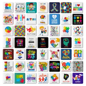مگنت خندالو طرح اوتیسم Autism مدل مربعی کد 113 مجموعه 49 عددی
