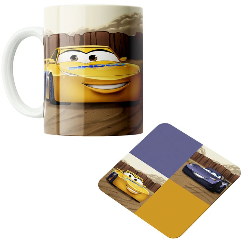 ماگ پاد آفرین مدل انیمیشن ماشین ها کد DKC409 به همراه زیر لیوانی