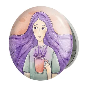 آینه جیبی خندالو طرح دخترونه مدل تاشو کد 6094 