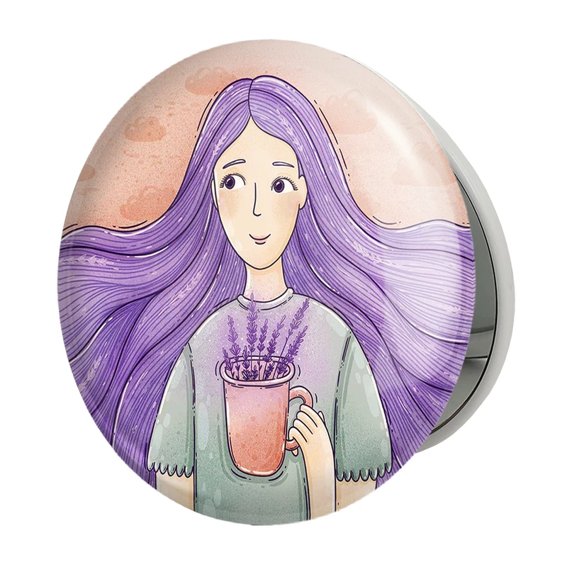 آینه جیبی خندالو طرح دخترونه مدل تاشو کد 6094 