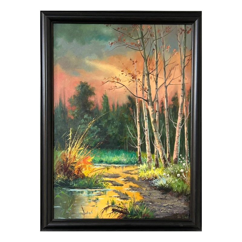 تابلو نقاشی رنگ روغن به سبک رئالیسم طرح پاییز 