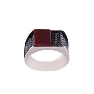 انگشتر نقره مردانه مدل عقیق  MR0012