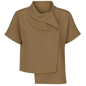 بلوز آستین کوتاه یقه آبشاری زنانه مدل ٢١١٧