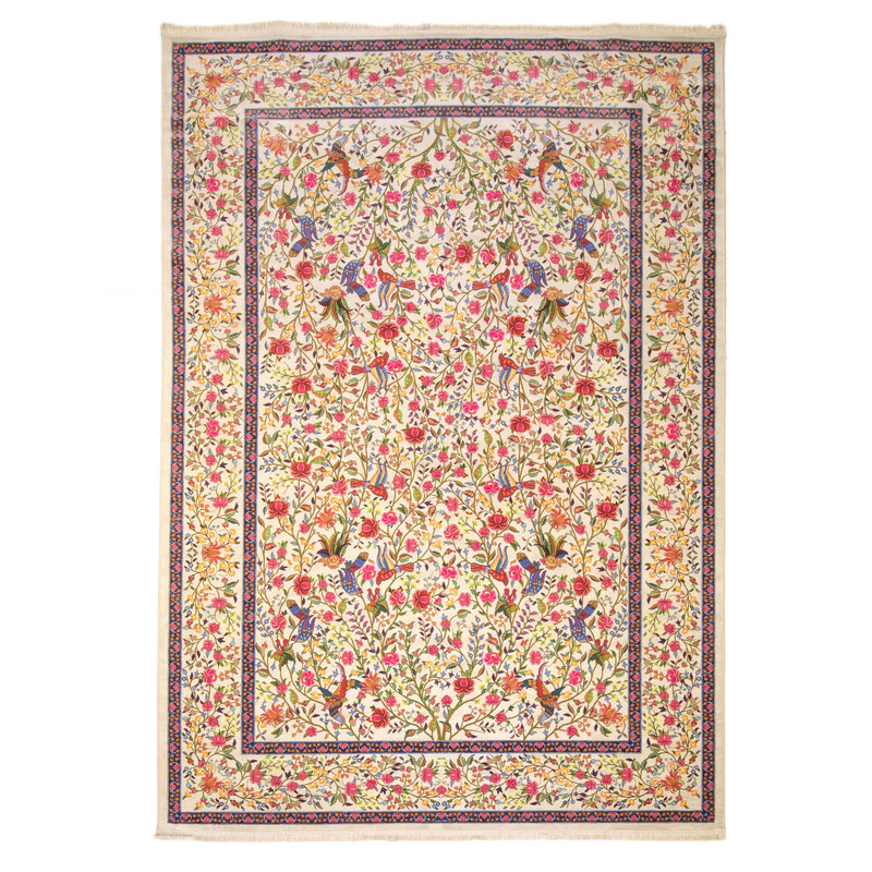 فرش ماشینی طرح فرنیا زمینه کرم