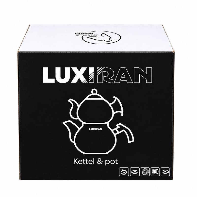 ست کتری و قوری لوکسیران مدل دسته بغل گنجایش کتری 2/5 لیتری گنجایش قوری 0.75