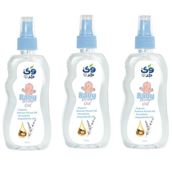 اسپری روغن بچه وی کر مدل  روغن آرگان و اسطوخودوس حجم 230 میلی لیتر مجموعه 3 عددی