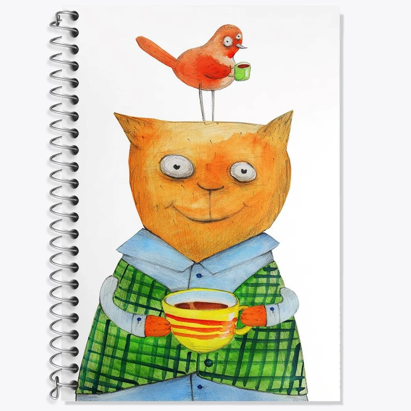 دفتر زبان 50 برگ خندالو مدل دو خط طرح گربه کد 5253