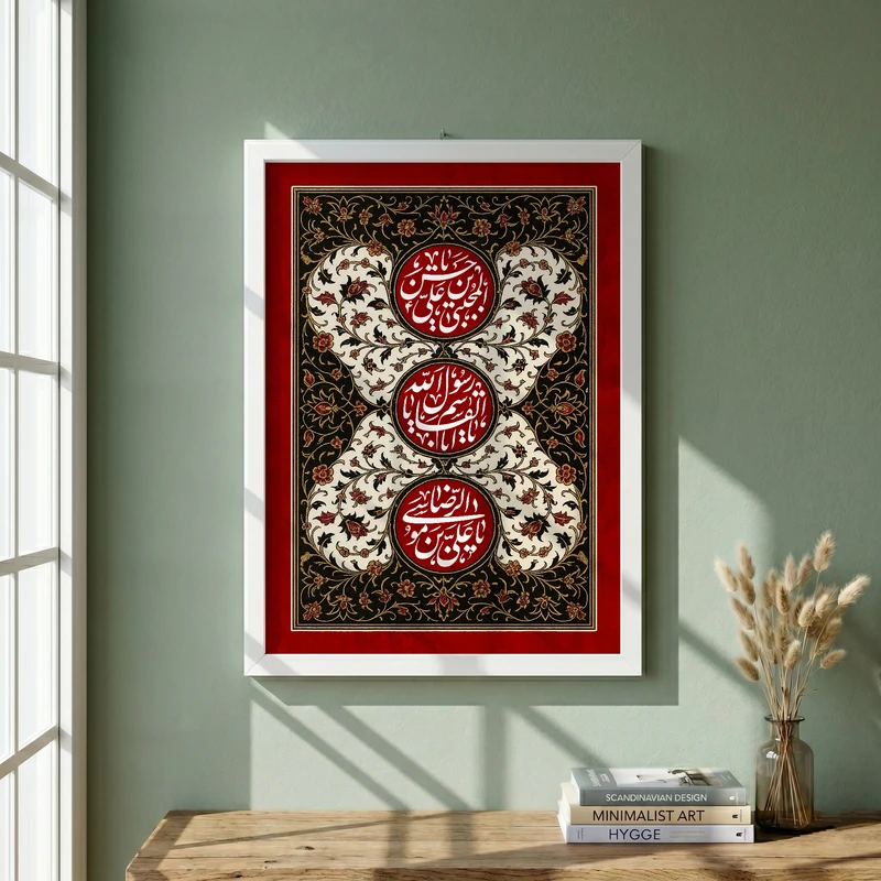 تابلو طرح شهادت پیامبر اسلام (ص) و امام حسن (ع) مدل G14431 فریم سفید