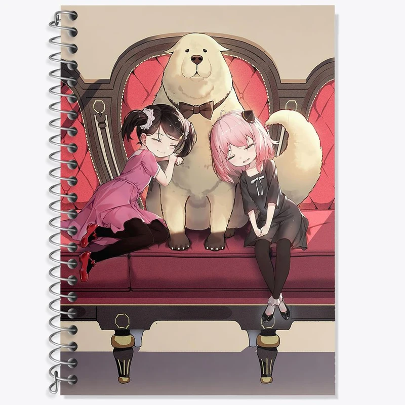 دفتر زبان 50 برگ خندالو مدل سه خط طرح انیا فورجر و بکی انیمه اسپای ایکس فمیلی Spy x Family کد 17707