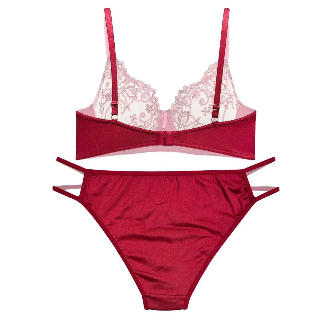 ست شورت و سوتین زنانه نوشه پوش مدل فنردار گلدوزی کد 75001 -  - 5