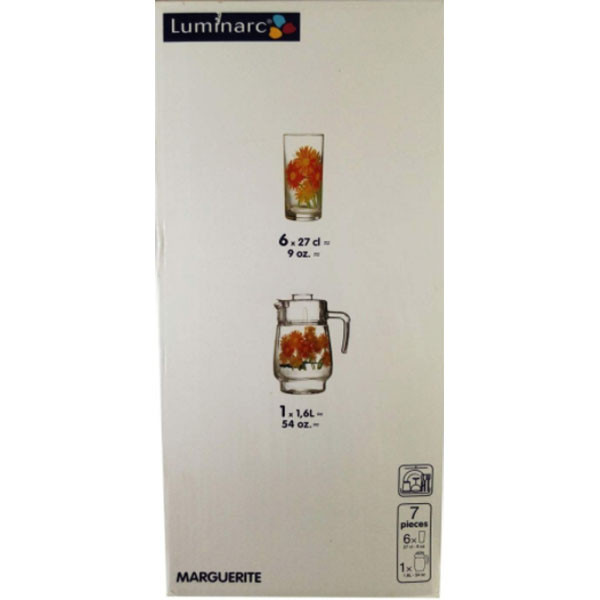 سرویس پارچ و لیوان 7 پارچه لومینارک مدل مارگاریت