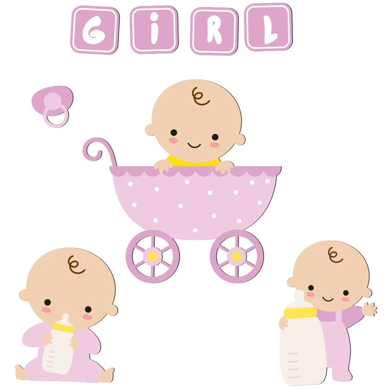 استیکر چوبی کودک باروچین مدل دختر کوچولو کد 6034 مجموعه 8 عددی